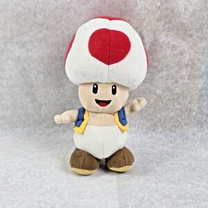 Super Mario Toad Plush 7" Blue Vest Nintendo Mushroom Kingdom Toy Figure